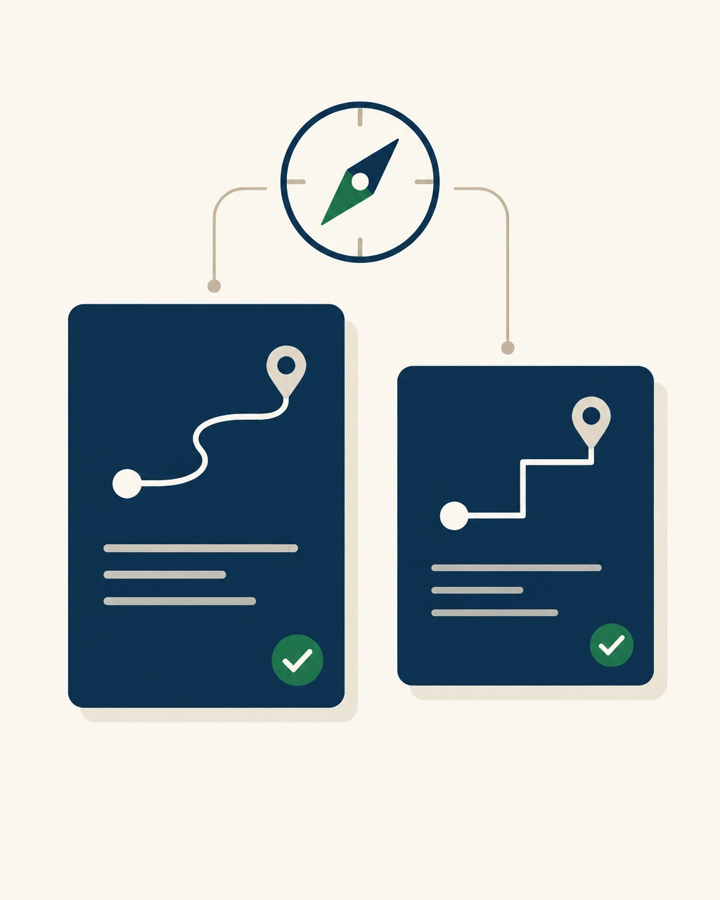 Clean comparison illustration showing two different finance routes tailored to different law firm requirements
