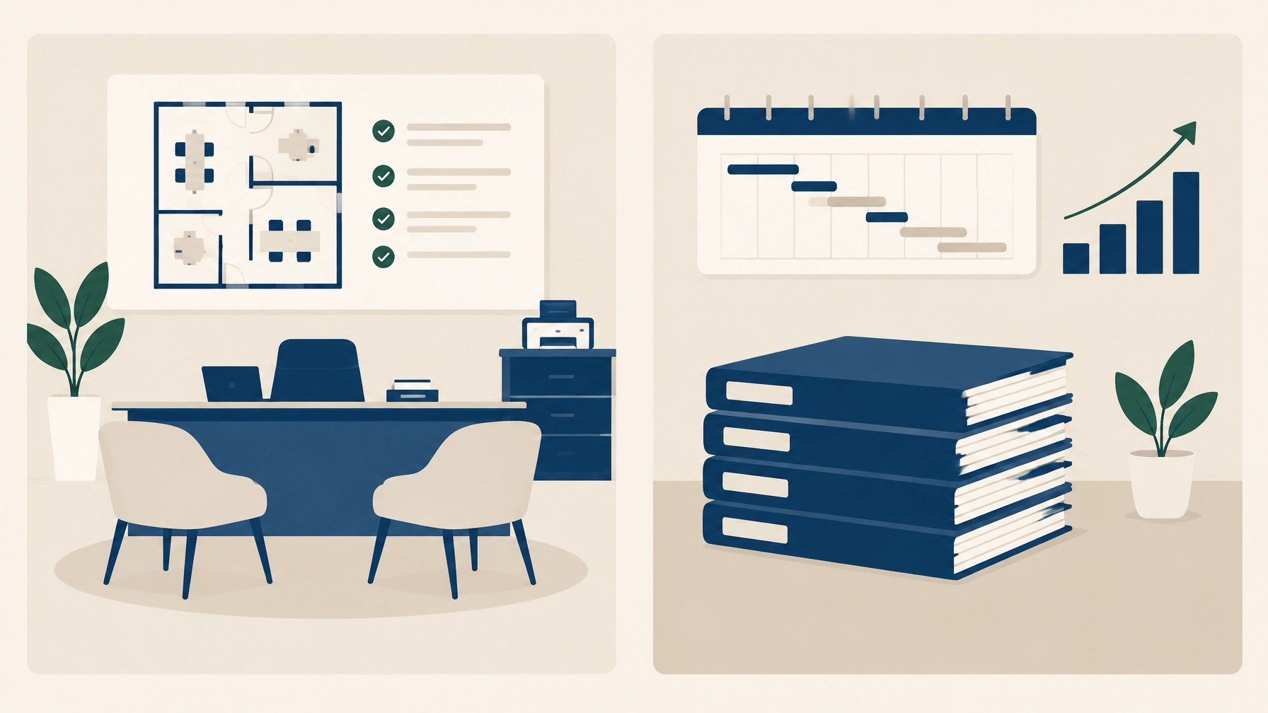 Clean editorial illustration showing two tailored growth plans for anonymous law firms